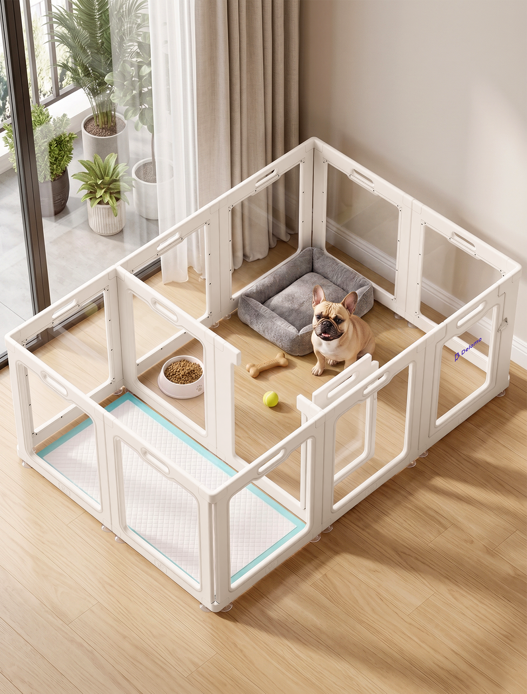 DELOMO Clear Acrylic Indoor Dog Playpen