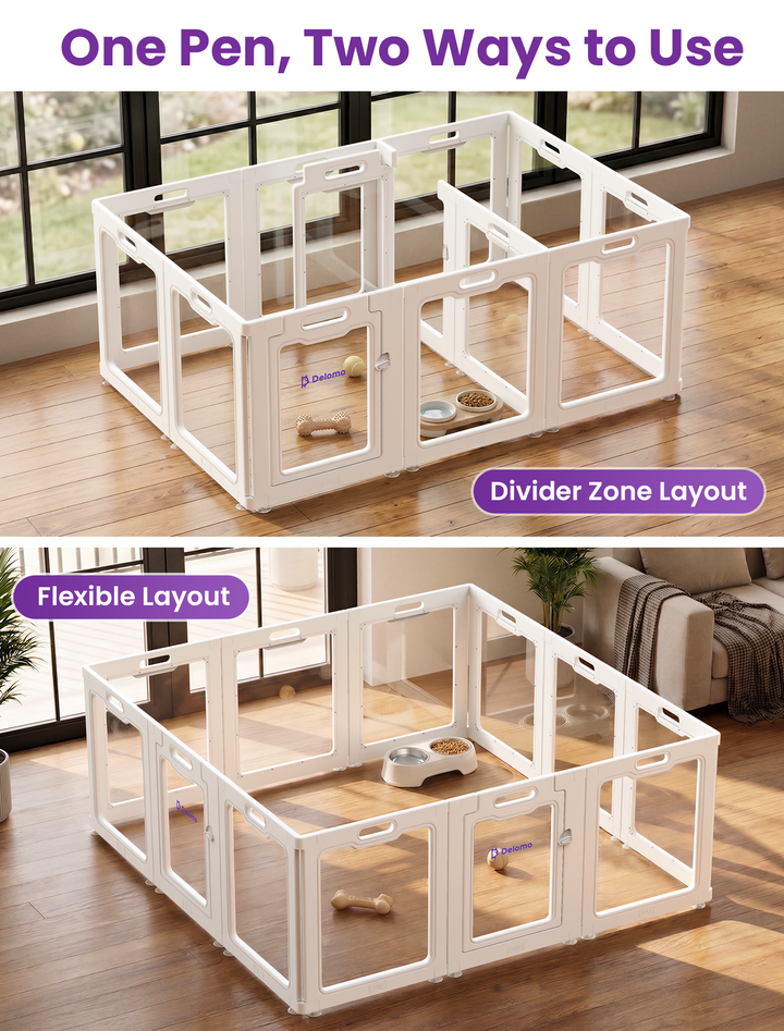 DELOMO Clear Acrylic Indoor Dog Playpen