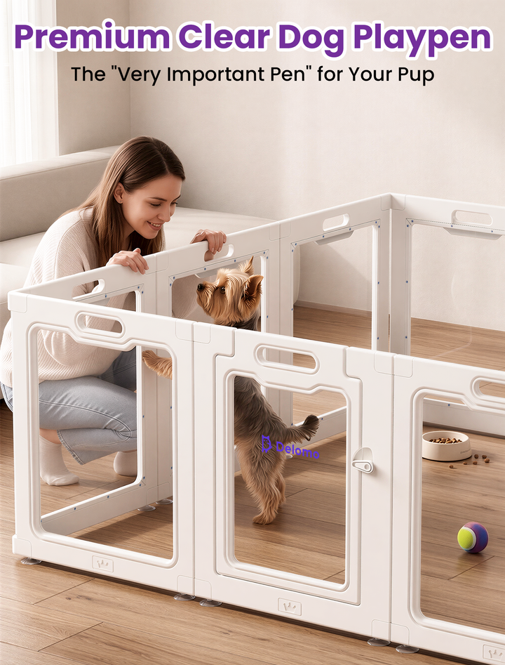 DELOMO Clear Acrylic Indoor Dog Playpen