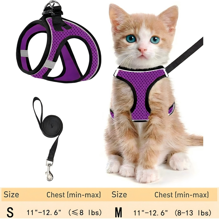 Escape Proof Cat Harness & Leash (≤13 lbs)