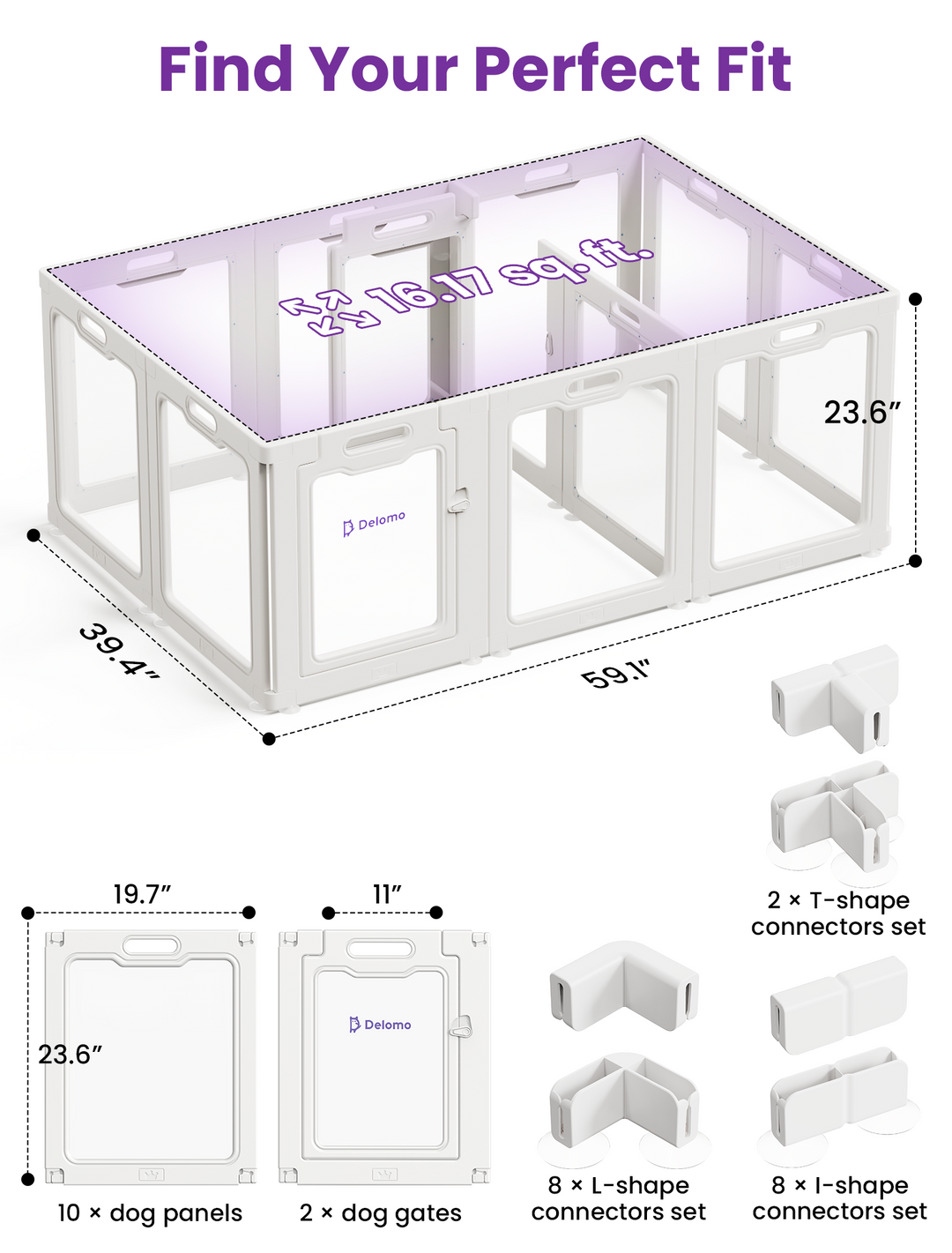 DELOMO Clear Acrylic Indoor Dog Playpen
