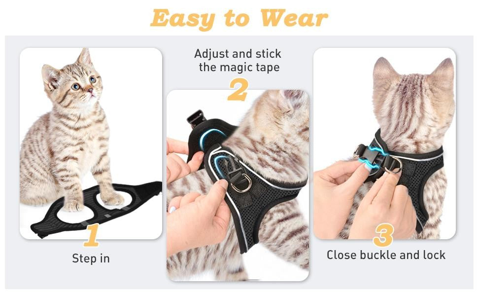 Escape Proof Cat Harness & Leash (≤13 lbs)
