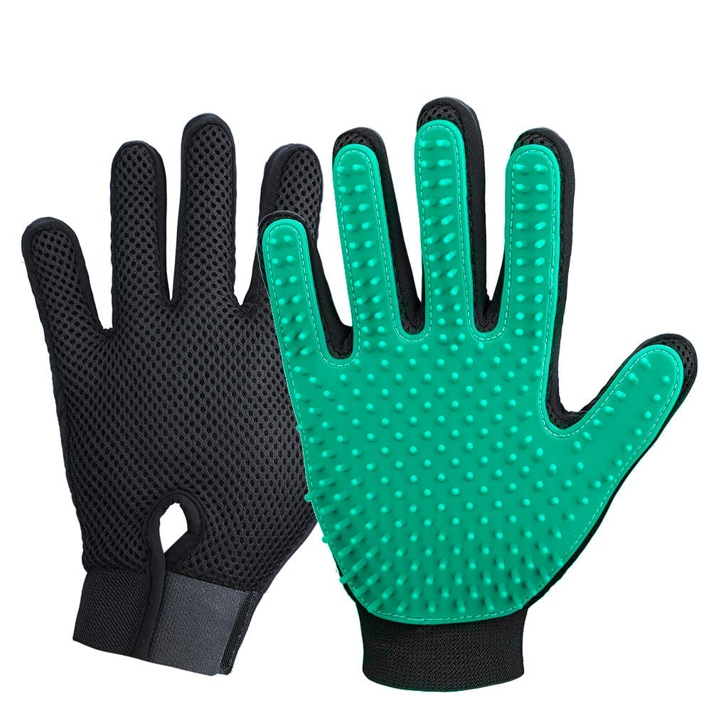Green Pet Grooming Deshedding Gloves