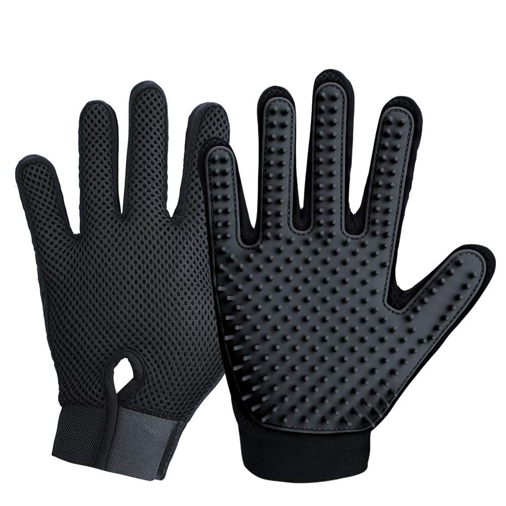 Black Pet Grooming Deshedding Gloves