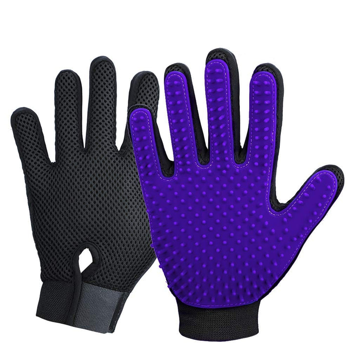 Purple Pet Grooming Deshedding Gloves